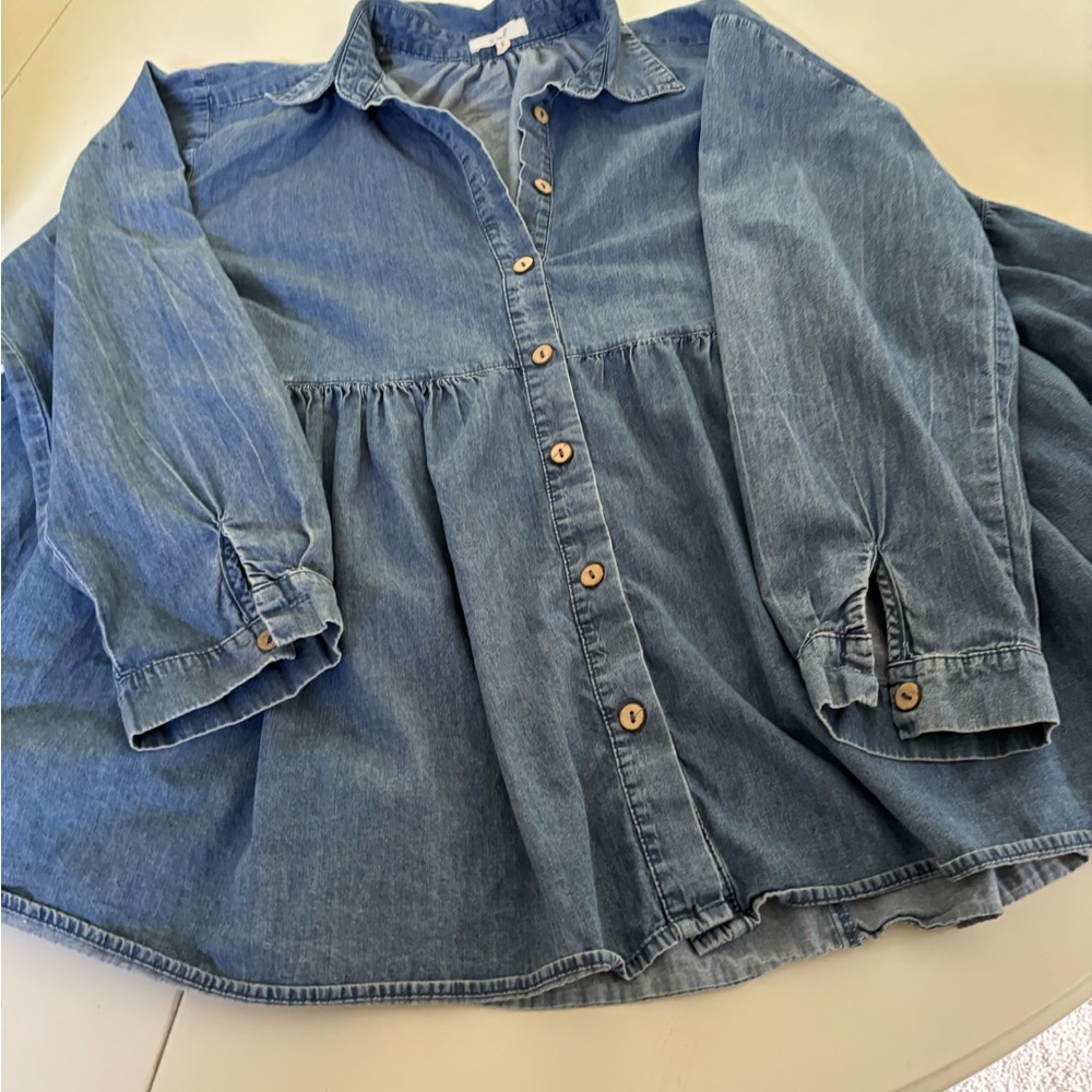 Easel Blue Denim Blouses